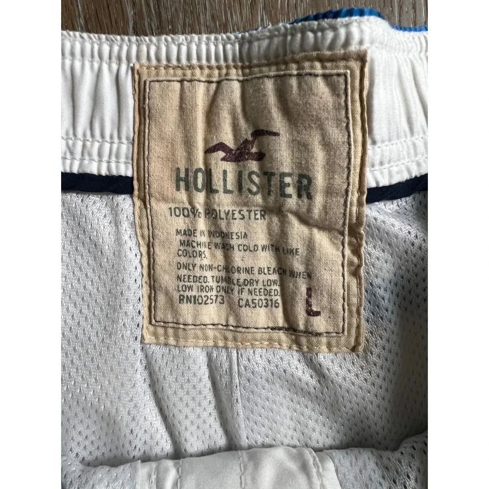 Hollister Mens Blue‎ White Hibiscus Floral Cargo Board Shorts Swim Trunks Size L